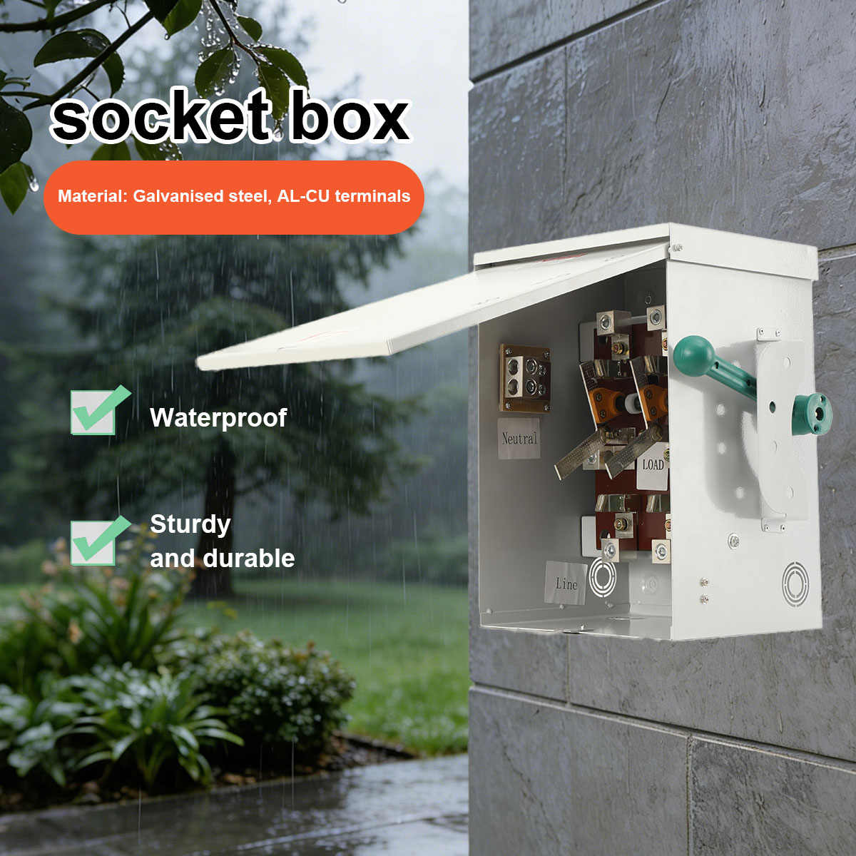 Outdoor Power Socket With Lock - Interruptor de conversão manual de dupla
