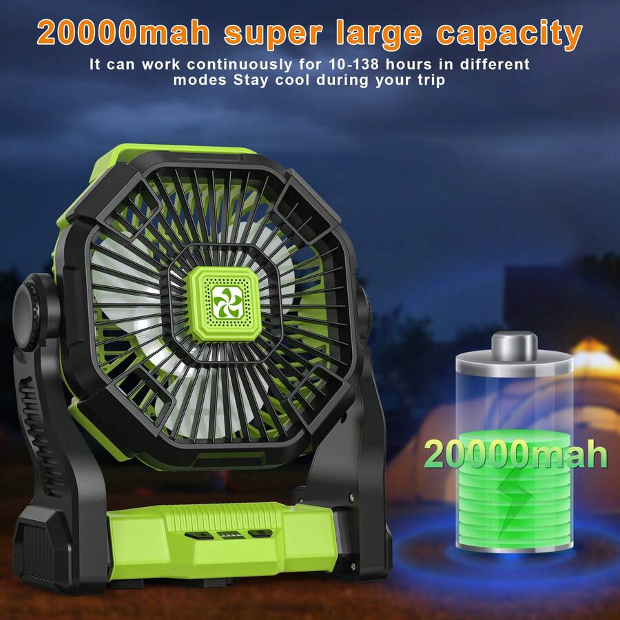 Outdoor Power Timer - Ventilador portátil alimentado por bateria de